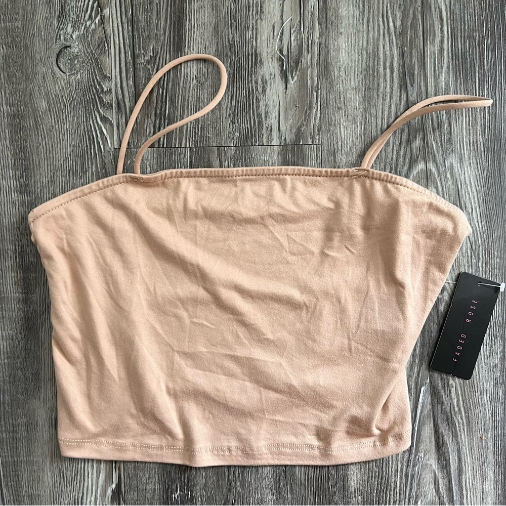 Faded Rose Blush Open Back Rhinestone Crop Top - Picture 2 of 5